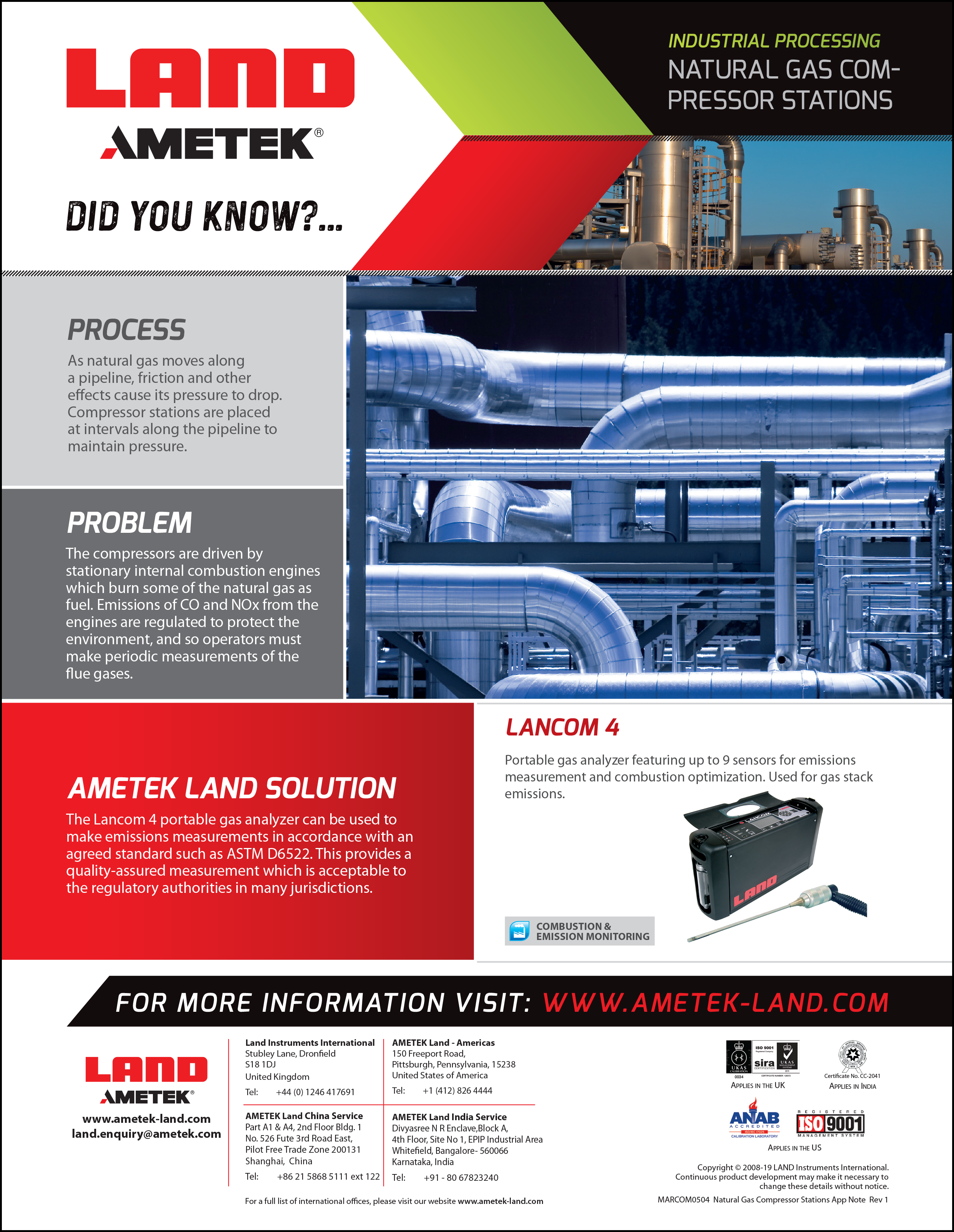 天然ガスコンプレッサーステーション - アプリケーションノート